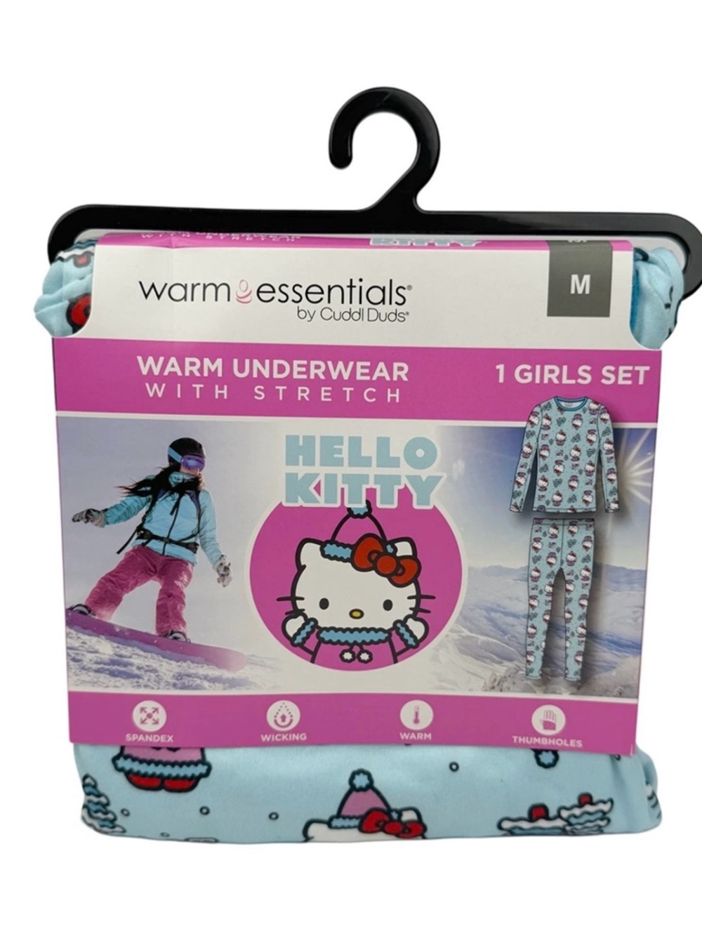 Cuddl Duds Hello Kitty Light Blue Thermal Pajama Set